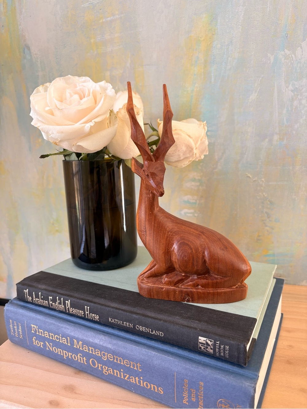 Hand-carved Vintage Wooden Antelope